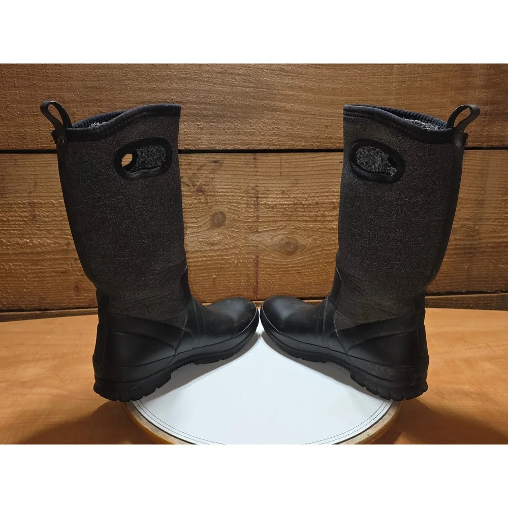 Bogs Crandall Tall Womens Waterproof Winter Boots Black Grey 72038-009 Size 9